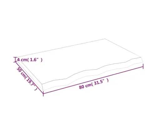 Vannasistabas Virsma, 80X50X(2-4) Cm , Neapstrādāts Masīvkoks Vidaxl