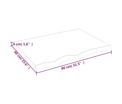 Vannasistabas Virsma, 80X60X(2-4) Cm , Neapstrādāts Masīvkoks Vidaxl