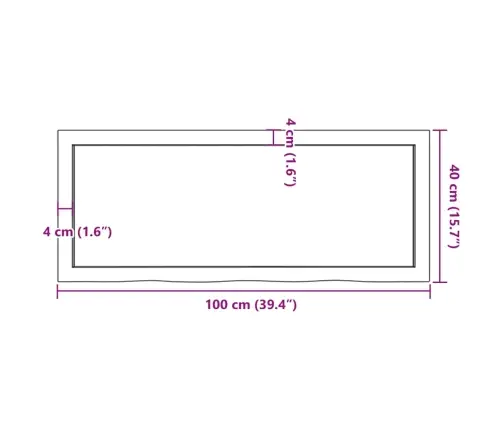Vannitoa Tasapind, 100 X 40 X (2-4) cm Töötlemata Täispuit