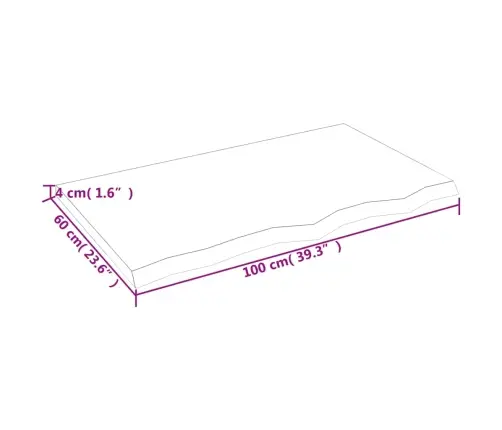 Vannasistabas Virsma, 100X60X(2-4) Cm , Neapstrādāts Masīvkoks Vidaxl