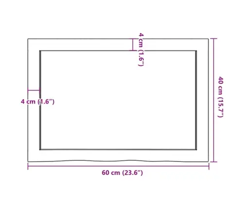 Vannasistabas Letes Virsma, 60X40X(2-6)Cm, Apstrādāts Masīvkoks Vidaxl