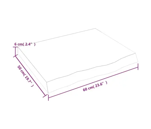 Vannasistabas Letes Virsma, 60X50X(2-6)Cm, Apstrādāts Masīvkoks Vidaxl
