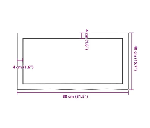 Vannasistabas Letes Virsma, 80X40X(2-6)Cm, Apstrādāts Masīvkoks Vidaxl