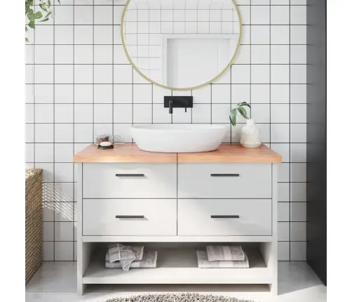 Vannitoa Töötasapind, Helepruun, 120X50X(2-4) cm Täispuit