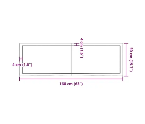 Vannitoa Tasapind, Helepruun, 160 X 50 X (2-6) cm Täispuit