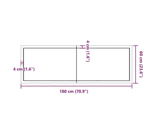 Vannasistabas Letes Virsma 180X60X(2-6)Cm Apstrādāts Masīvkoks Vidaxl