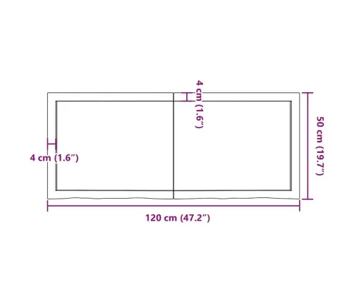 Vannasistabas Virsma, Tumši Brūna, 120X50X(2-6) Cm, Masīvkoks Vidaxl