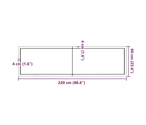 Vannasistabas Virsma, Tumši Brūna, 220X60X(2-4) Cm, Masīvkoks Vidaxl