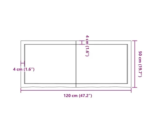 Lauaplaat, Helepruun, 120 X 50 X (2-6) cm Töödeldud Tammepuit