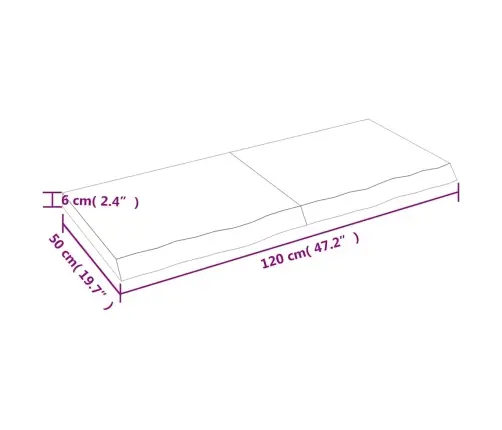 Lauaplaat, Tumepruun, 120X50X(2-6) cm Töödeldud Tammepuit