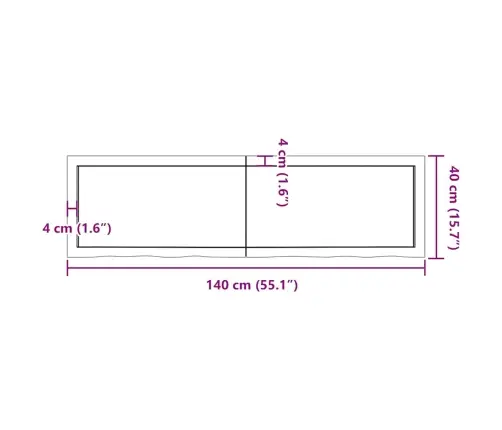 Lauaplaat, Tumepruun, 140 X 40 X (2-4) cm Töödeldud Tammepuit