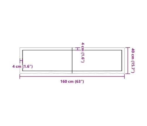 Galda Virsma, Tumši Brūna, 160X40X(2-4) Cm, Ozola Masīvkoks Vidaxl
