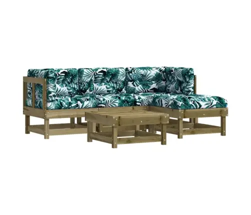 5-Daļīgs Dārza Atpūtas Mēbeļu Komplekts Ar Matračiem, Priede Vidaxl