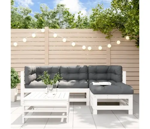 Sodo Komplektas Su Pagalvėlėmis, 5 Dalių, Baltas, Mediena