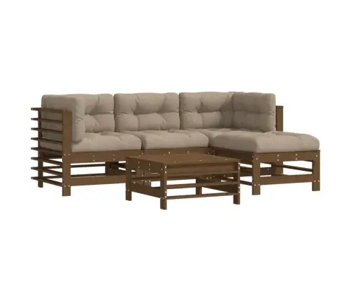 5-Daļīgs Dārza Atpūtas Mēbeļu Komplekts Ar Matračiem, Masīvkoks Vidaxl