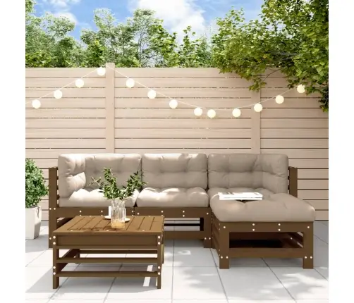 5-Daļīgs Dārza Atpūtas Mēbeļu Komplekts Ar Matračiem, Masīvkoks Vidaxl