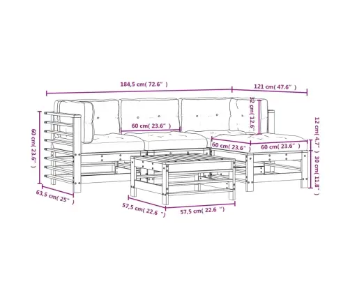Sodo Poilsio Komplektas Su Pagalvėlėmis, 5 Dalių, Douglas Eglė