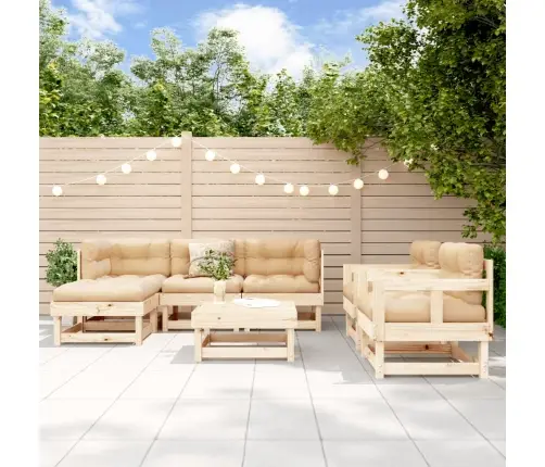 7-Daļīgs Dārza Atpūtas Mēbeļu Komplekts Ar Matračiem, Masīvkoks Vidaxl