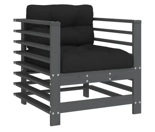 7-Osaline Aiamööbli Komplekt Patjadega, Hall, Täispuit