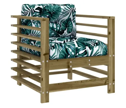 7-Osaline Aiamööbli Komplekt Patjadega, Immutatud Männipuit