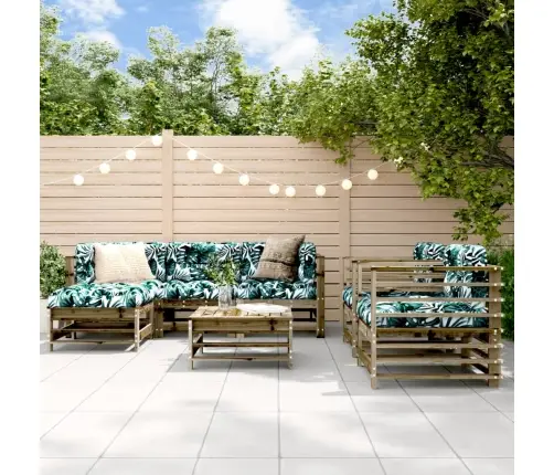7-Osaline Aiamööbli Komplekt Patjadega, Immutatud Männipuit
