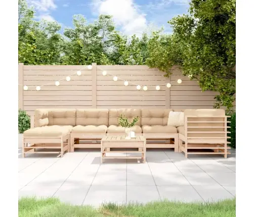 8-Daļīgs Dārza Atpūtas Mēbeļu Komplekts Ar Matračiem, Masīvkoks Vidaxl