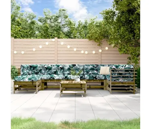 8-Daļīgs Dārza Atpūtas Mēbeļu Komplekts Ar Matračiem, Priede Vidaxl