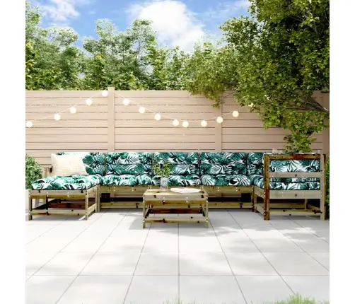 8-Osaline Aiamööbli Komplekt Patjadega, Immutatud Männipuit