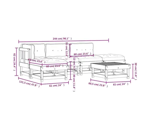 6-Daļīgs Dārza Atpūtas Mēbeļu Komplekts Ar Matračiem, Egle Vidaxl