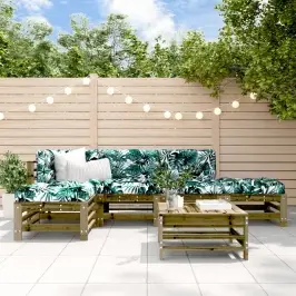 6-Daļīgs Dārza Atpūtas Mēbeļu Komplekts Ar Matračiem, Priede Vidaxl