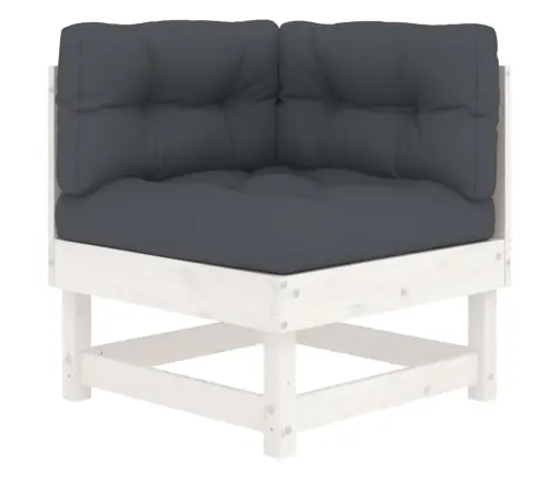 7-Osaline Aiamööbli Komplekt Patjadega, Valge, Täispuit