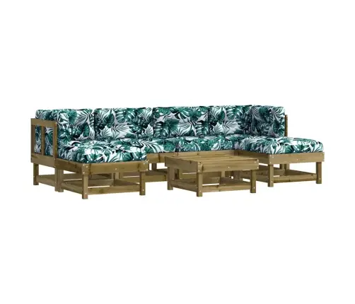 7-Daļīgs Dārza Atpūtas Mēbeļu Komplekts Ar Matračiem, Priede Vidaxl