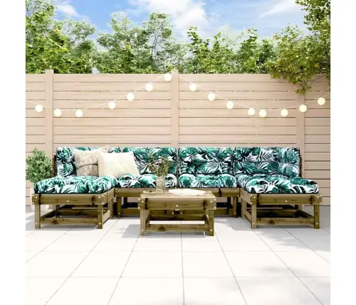 7-Daļīgs Dārza Atpūtas Mēbeļu Komplekts Ar Matračiem, Priede Vidaxl