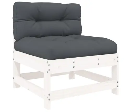 7-Osaline Aiamööbli Komplekt Patjadega, Valge, Täispuit