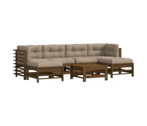 7-Daļīgs Dārza Atpūtas Mēbeļu Komplekts Ar Matračiem, Masīvkoks Vidaxl