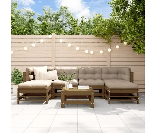 7-Daļīgs Dārza Atpūtas Mēbeļu Komplekts Ar Matračiem, Masīvkoks Vidaxl