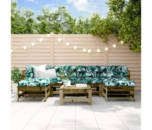 7-Daļīgs Dārza Atpūtas Mēbeļu Komplekts Ar Matračiem, Priede Vidaxl