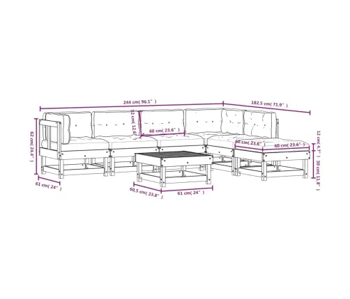 7-Daļīgs Dārza Atpūtas Mēbeļu Komplekts Ar Matračiem, Masīvkoks Vidaxl