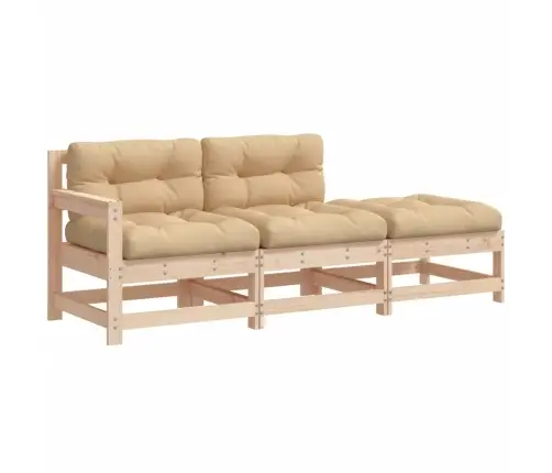 7-Daļīgs Dārza Atpūtas Mēbeļu Komplekts Ar Matračiem, Masīvkoks Vidaxl