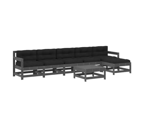 7-Osaline Aiamööbli Komplekt Patjadega, Hall, Täispuit