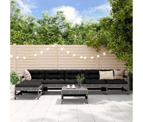 7-Osaline Aiamööbli Komplekt Patjadega, Hall, Täispuit