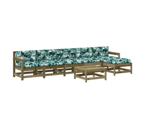 7-Daļīgs Dārza Atpūtas Mēbeļu Komplekts Ar Matračiem, Priede Vidaxl