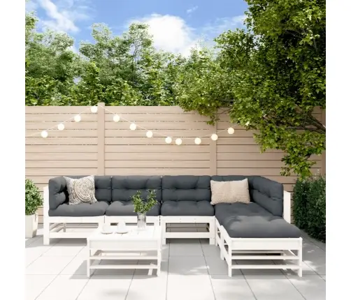 7-Daļīgs Dārza Atpūtas Mēbeļu Komplekts Ar Matračiem, Masīvkoks Vidaxl