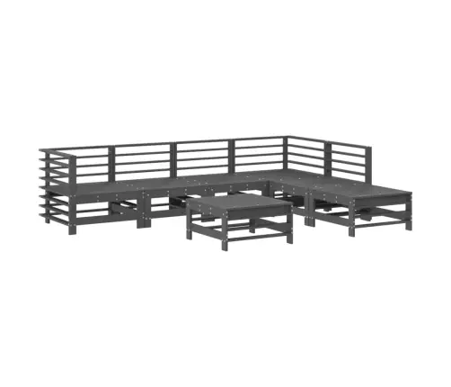 7-Osaline Aiamööbli Komplekt Patjadega, Hall, Täispuit