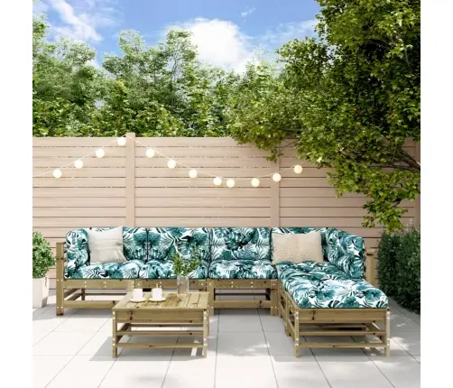 7-Daļīgs Dārza Atpūtas Mēbeļu Komplekts Ar Matračiem, Priede Vidaxl