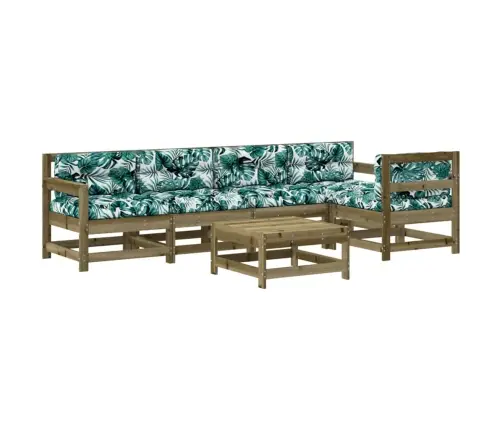 6-Daļīgs Dārza Atpūtas Mēbeļu Komplekts Ar Matračiem, Priede Vidaxl