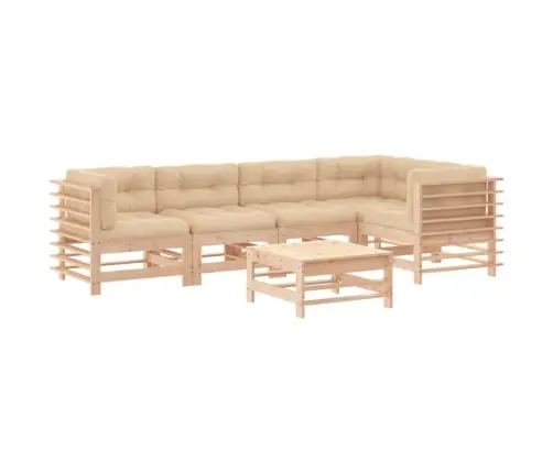 6-Daļīgs Dārza Atpūtas Mēbeļu Komplekts Ar Matračiem, Masīvkoks Vidaxl