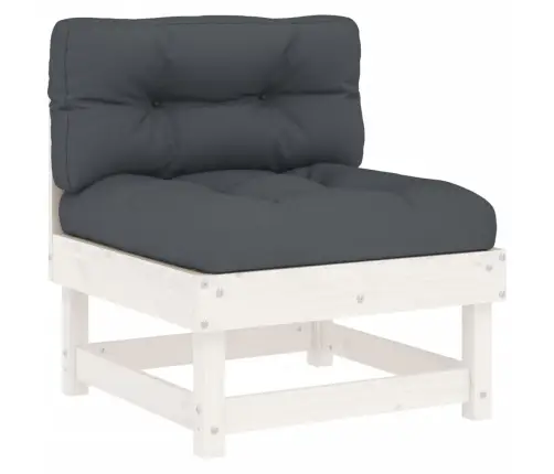 4-Osaline Aiamööbli Komplekt Patjadega, Valge, Täispuit