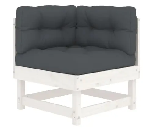 4-Osaline Aiamööbli Komplekt Patjadega, Valge, Täispuit