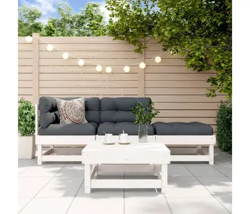 4-Osaline Aiamööbli Komplekt Patjadega, Valge, Täispuit